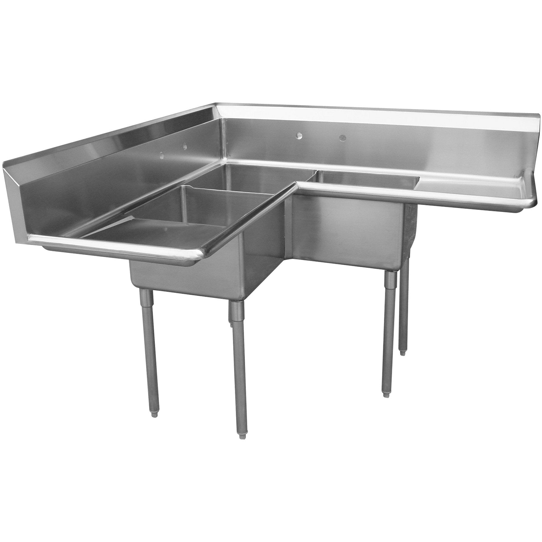 Stainless Steel 3 Compartment Sink 45 X 45 With 2 18 Drainboards
