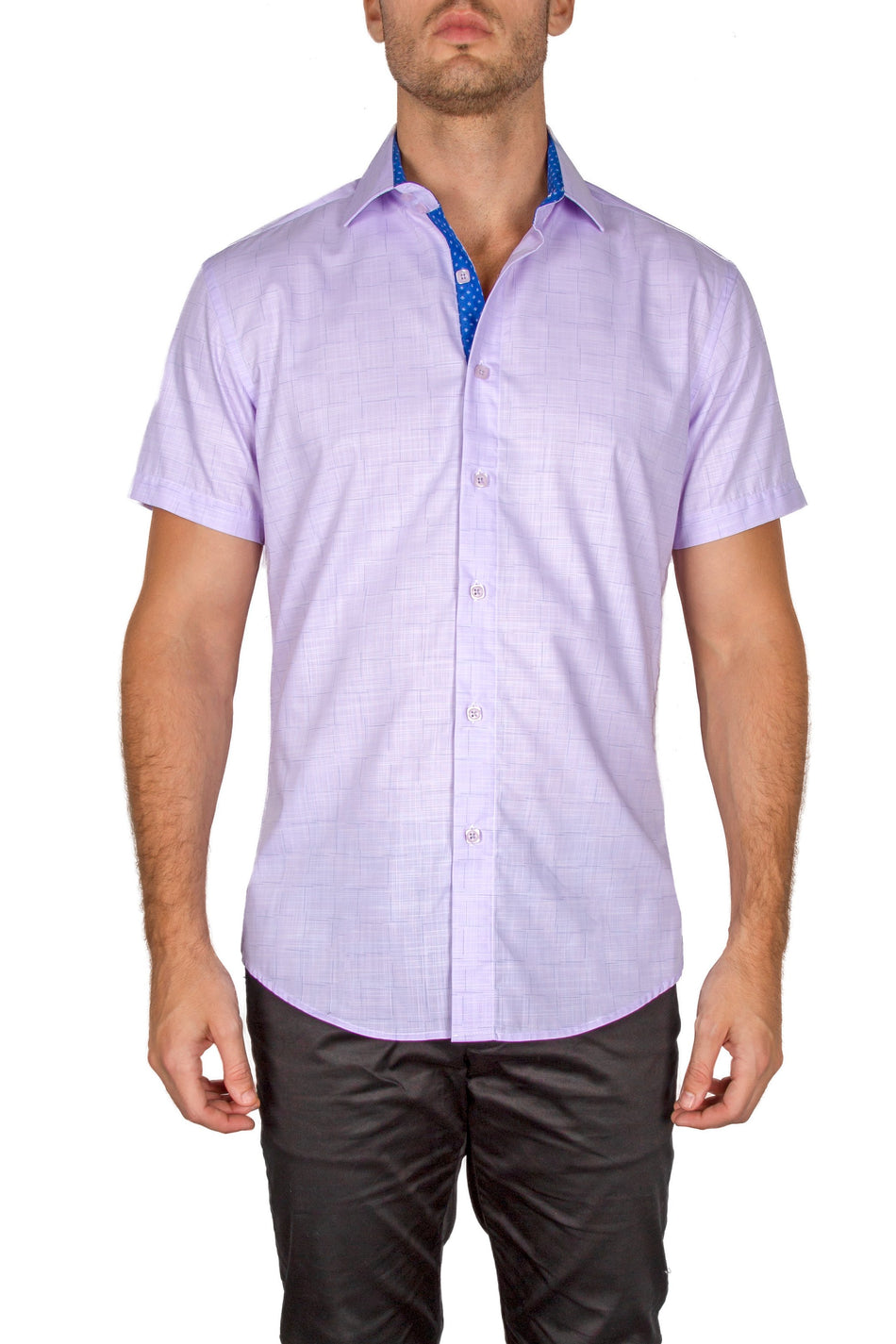 BESPOKE - Mens Lilac Short Sleeve Dress Shirt - Modern Fit - 182114 ...