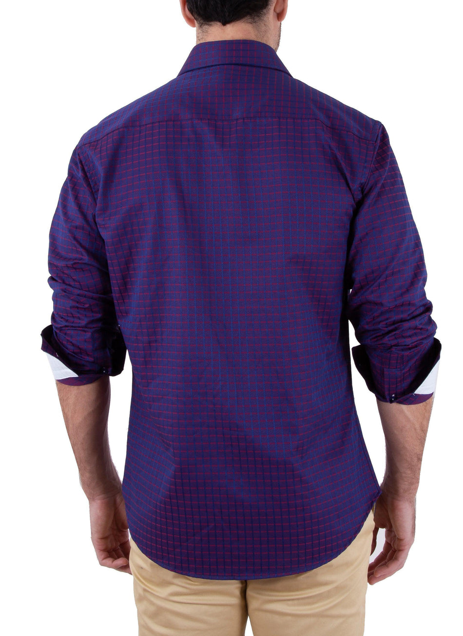 182413 - Men's Purple Button Up Long Sleeve Dress Shirt