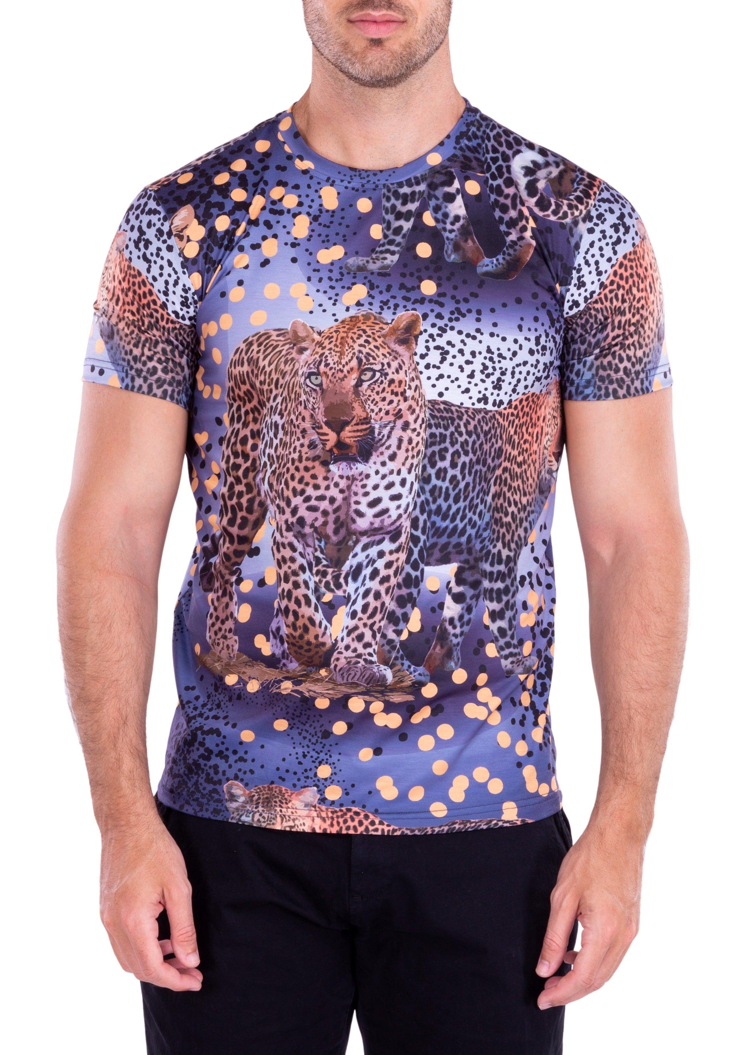 Midnight Cheetah Bold Printed All-Over Printed Tee Black