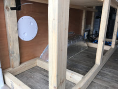 Ford Transit van build conversion - shore power installation - marine inspection hatch 