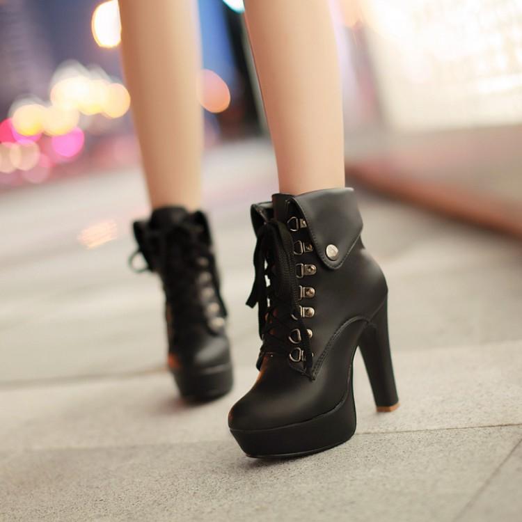 laced high heel boots