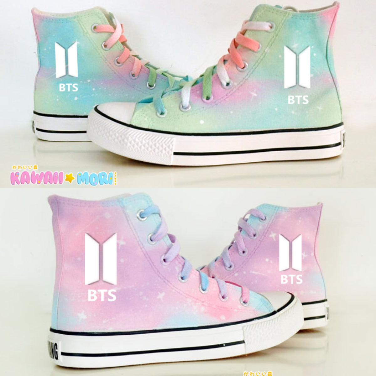 Mint Green/Pink Harajuku Galaxy BTS Canvas Shoes K12644