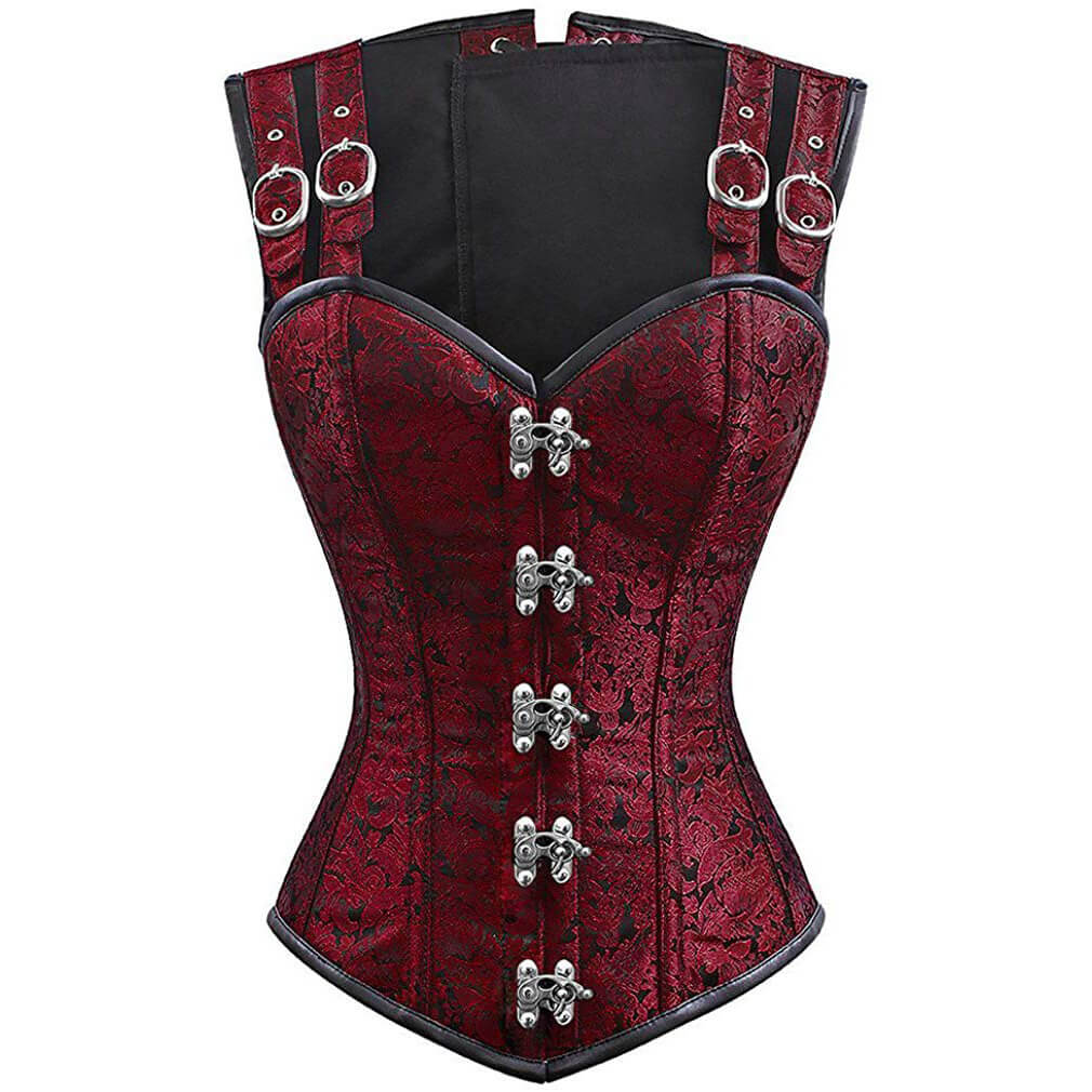 Gothic Brocade Strap Halter Steampunk Warrior Corset Top