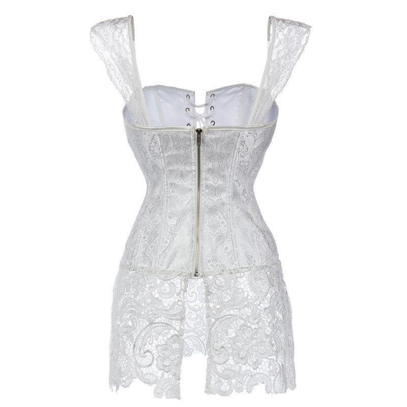 white gothic corset dress