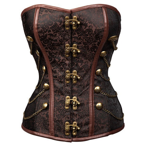 Sexy Leopard Print Steel Boned Zipper Overbust Corset|Hiipps.com