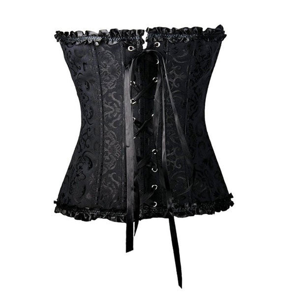 Womens Fashion Satin Classic Sweetheart Brocade Overbust Corset 