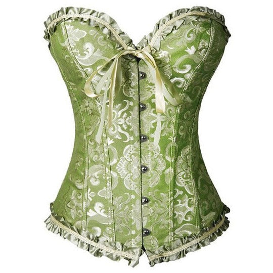 Womens Fashion Satin Classic Sweetheart Brocade Overbust Corset 