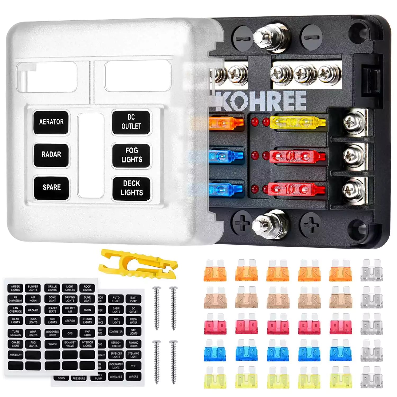 12V Fuse Block, 6 Way
