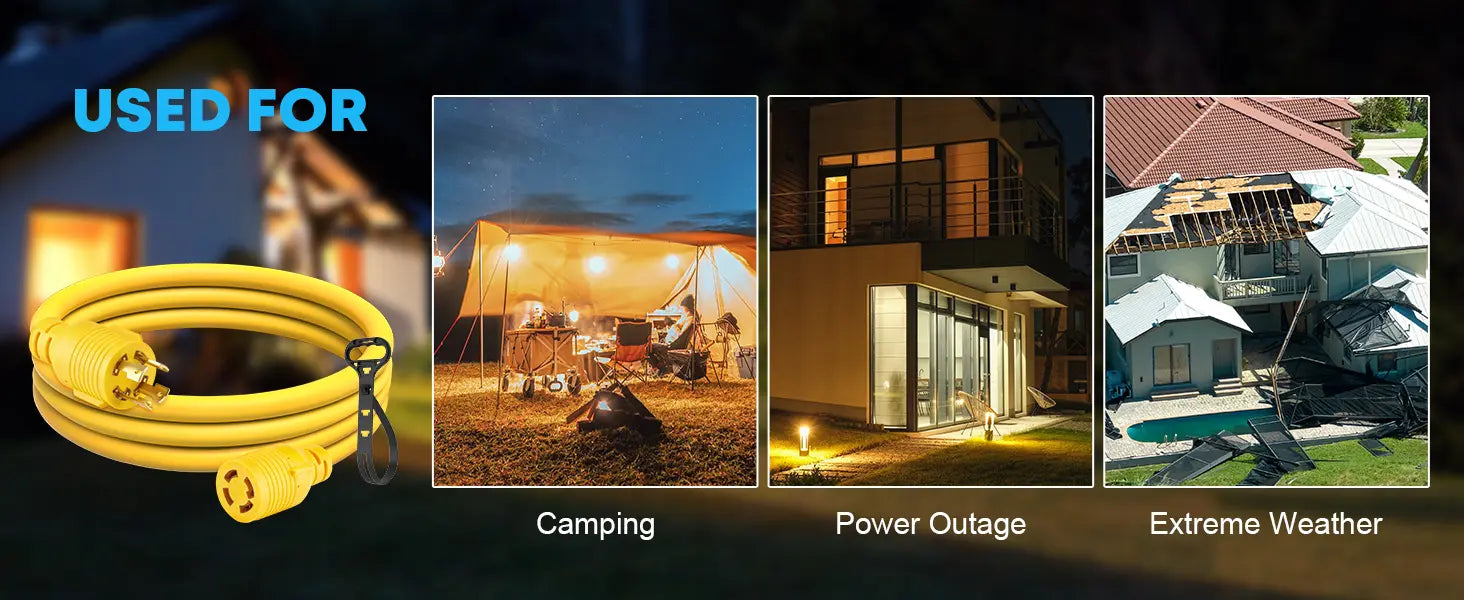 Kohree generator power cord use for camping, power outage and extreme weather