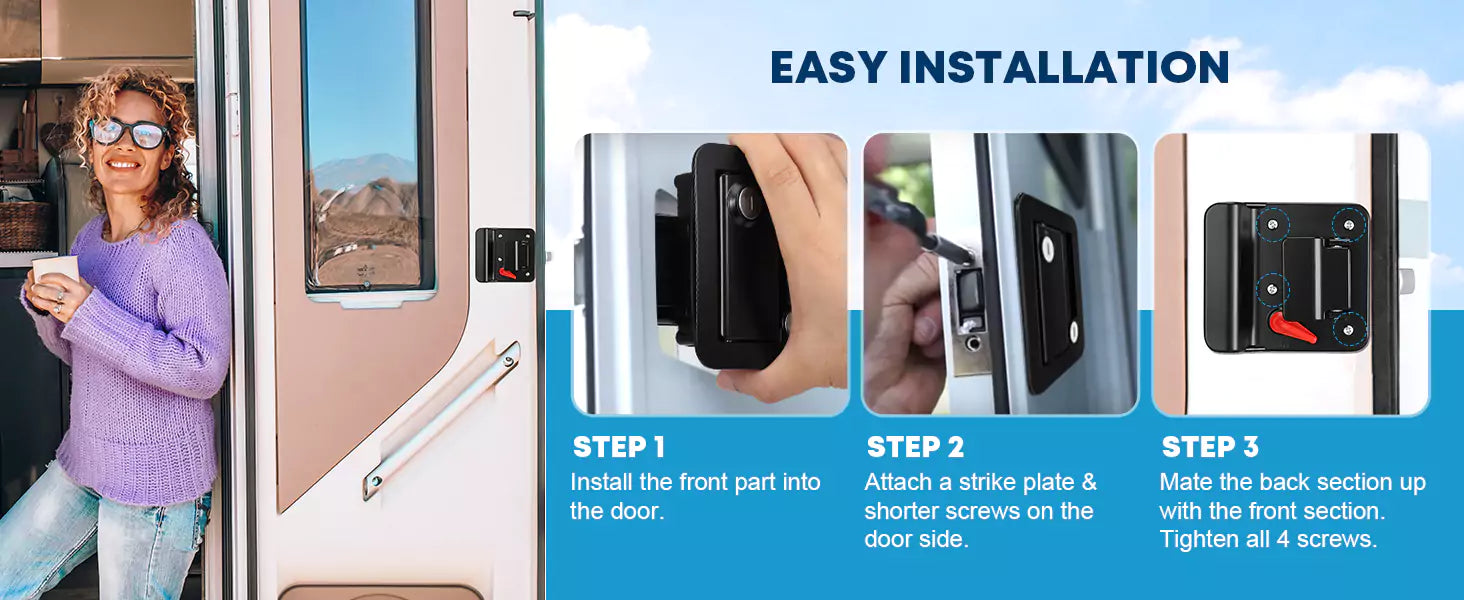 Diagramm zur einfachen Installation des Eingangstürschlosses für Wohnmobile