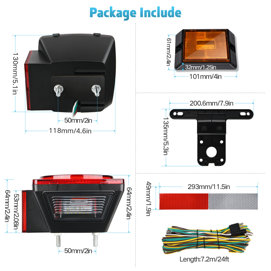 Kohree 12V Led Trailer Light Kit, Boat Submersible Trailer Tail Light - kohree