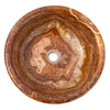 Brown onyx translucent natural stone drop-in vessel sink polished d16 h6 SKU EGEBOXP166 top view