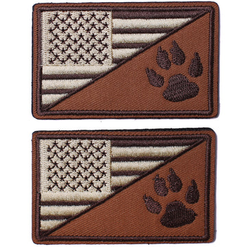 US Flag Tactical Dog Tracker Embroidered Applique Morale Hook & Loop Patch Velcro Patch (Black&White)