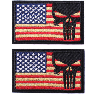 2 Pieces Dead Skull USA American Flag Blue Line Tactical Morale Hook & –  DING YI