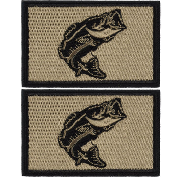 2 Pieces Fishing Patches, Tactical Wildlife Largemouth Bass Patch, Black