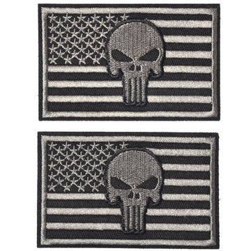 PUNISHER AMERICAN FLAG PATCH - HOOK & LOOP BACK - COOKIE TAN