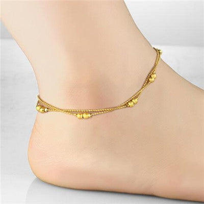 gold anklet chain beaded foot jewelry 