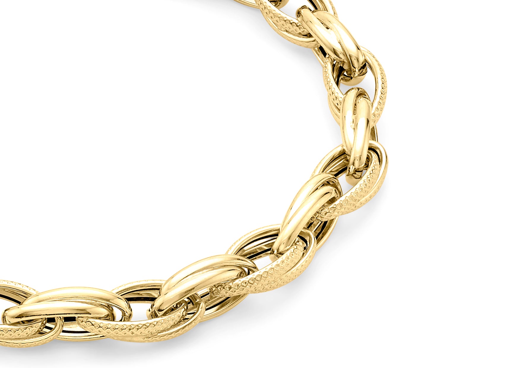 IBB 9ct Yellow Gold Hollow Diamond-Cut Rope Bracelet, Gold at John