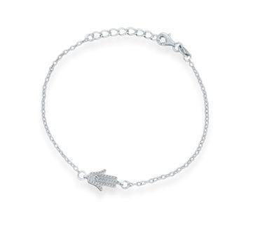 Silver Hamsa Hand Adjustable Bracelet