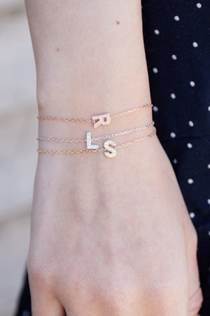 The Diamond Initial Bracelet 14K - 1 Letter