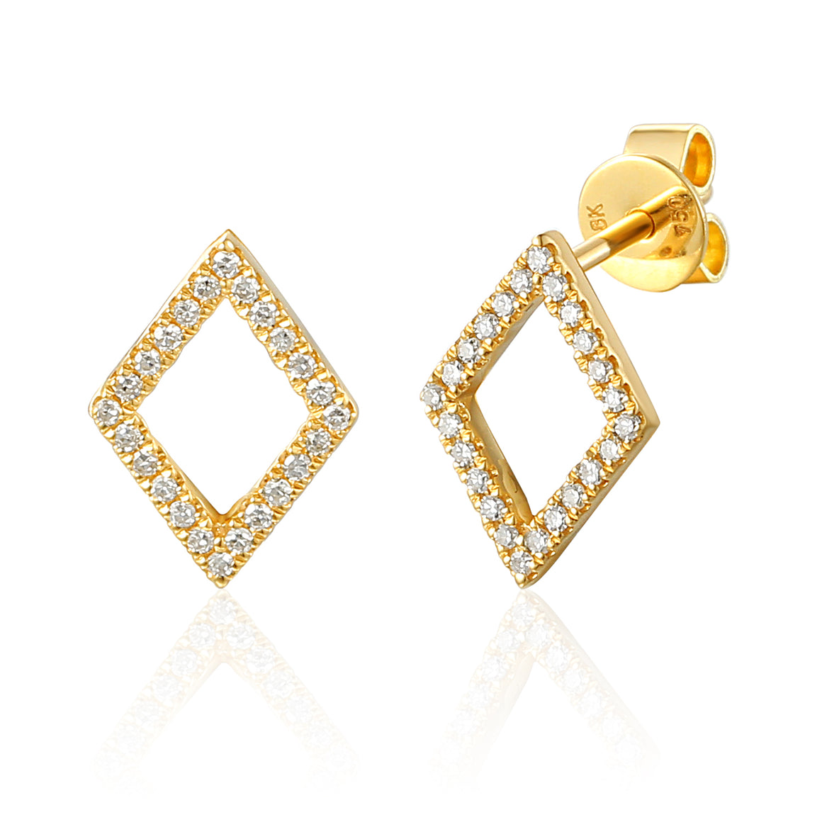 Buy Rose Gold Open Diamond Shape Diamond Set Geometric Stud Earrings at ...