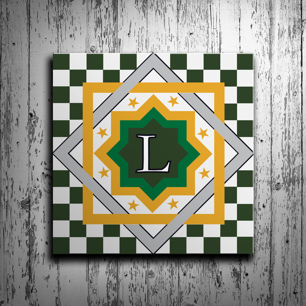 Stars and Checkers Barn Quilt with Initial Monogram – The ...