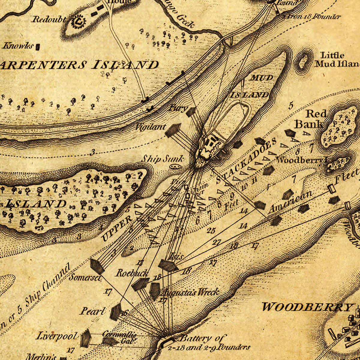 Delaware River 1776 1777 New York New Jersey Philadelphia Old Map