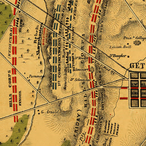 Battle of Gettysburg, 1863, American Civil War Map  Battlemaps.us