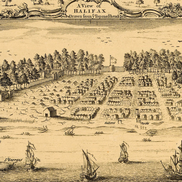 1750 Map of Halifax, Nova Scotia, Canada w/ Plan & View (II ...