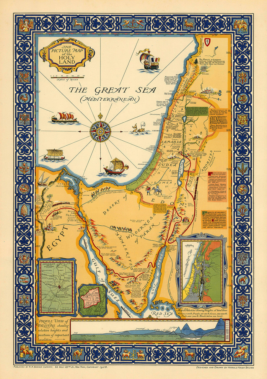 Beautiful Large Pictorial Map Of The Holy Land XX C   Holy Land Pictorial 848c2695 6ece 4d57 B0e2 14c0906a1a82  86314.1413736585.1280.1280 