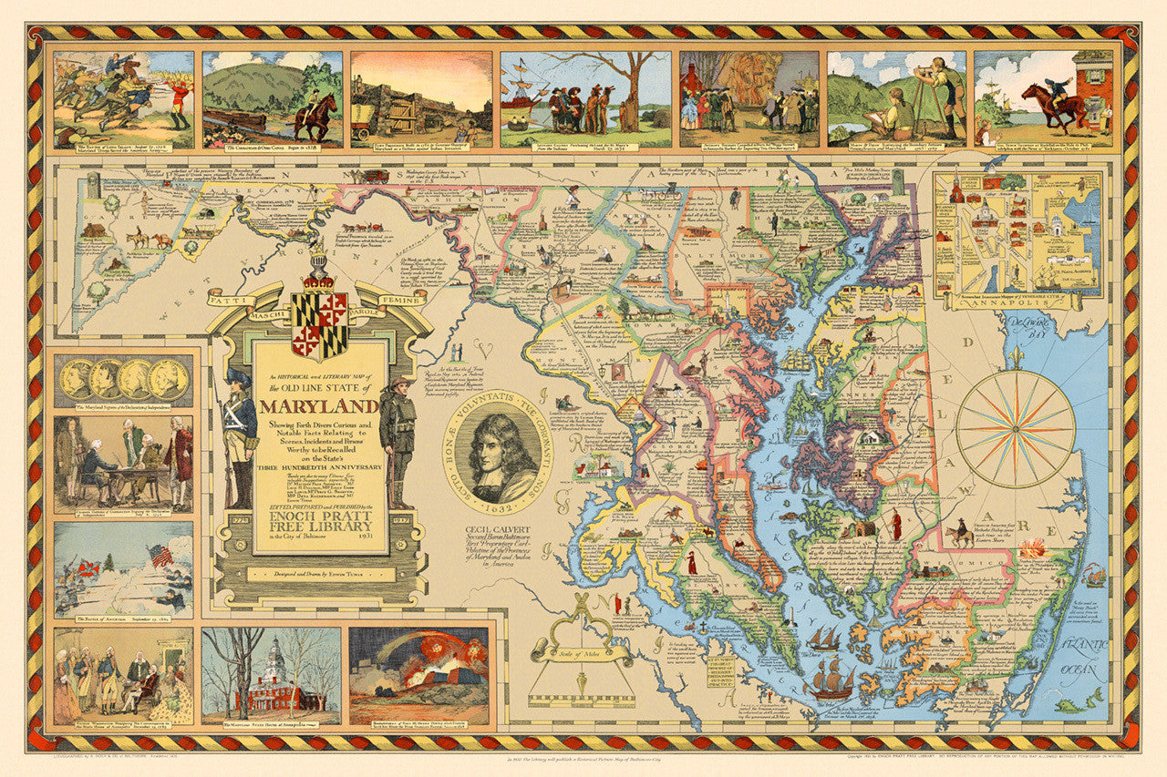 Historical & Literary Map of Maryland Battlemaps.us