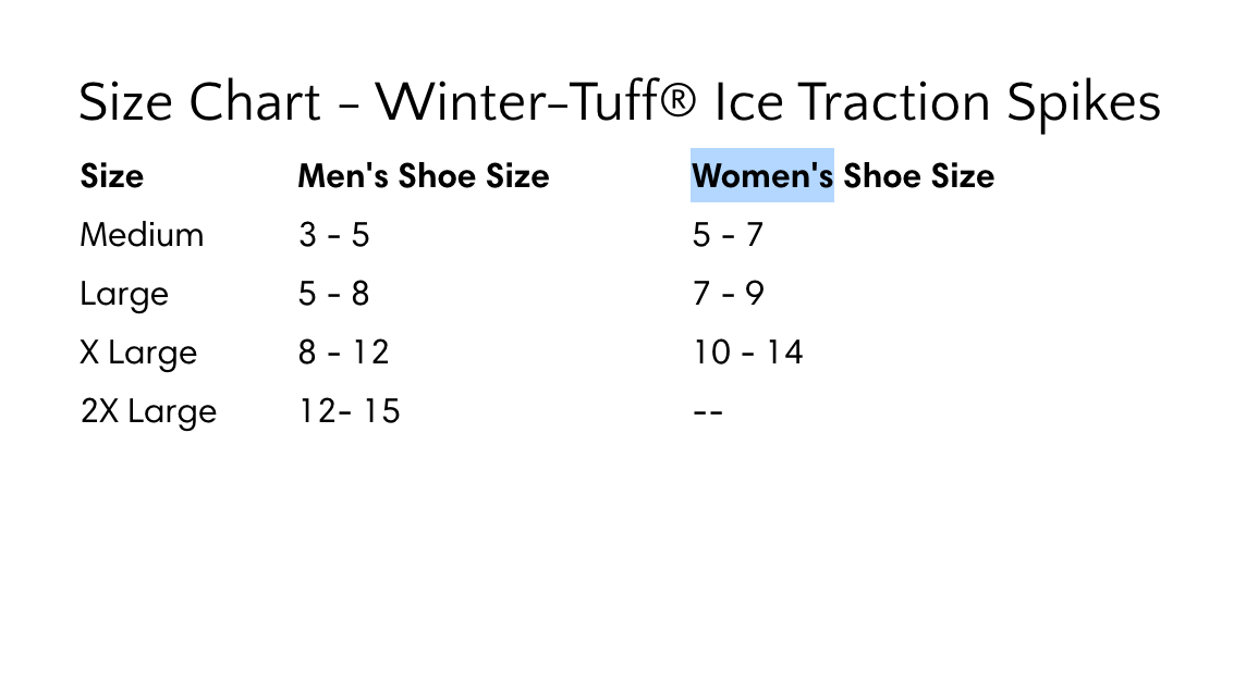 size chart