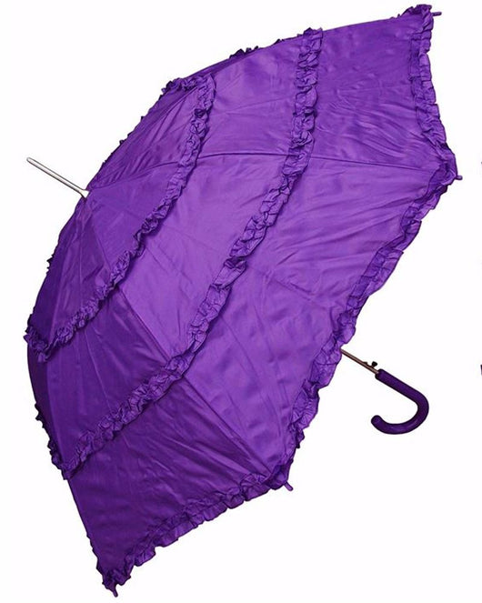 48 inch Ladies 3 Ruffle Parasol Rain Umbrellas Case of 3 - saraglove.com