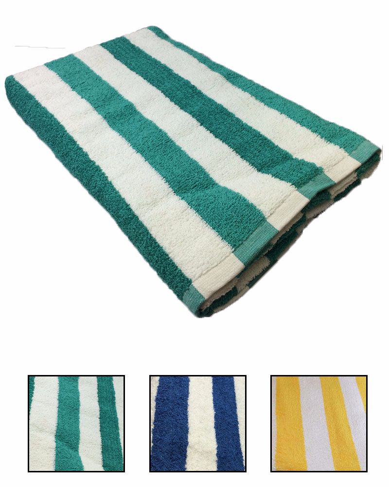 15 X 26 Herringbone Kitchen Towels Green Stripe 24 Ozs