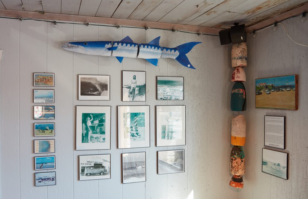 Gallery wall with wooden barracuda in Outer Banks, North Carolina