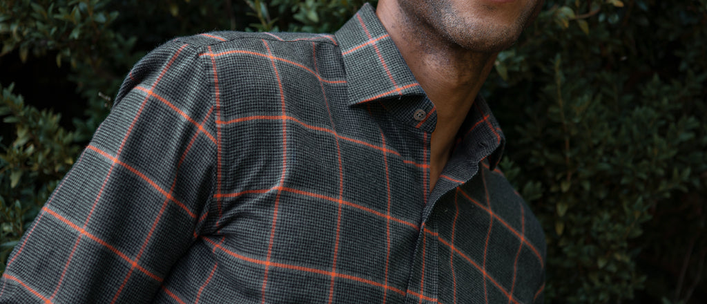 man wearing flannel shirt