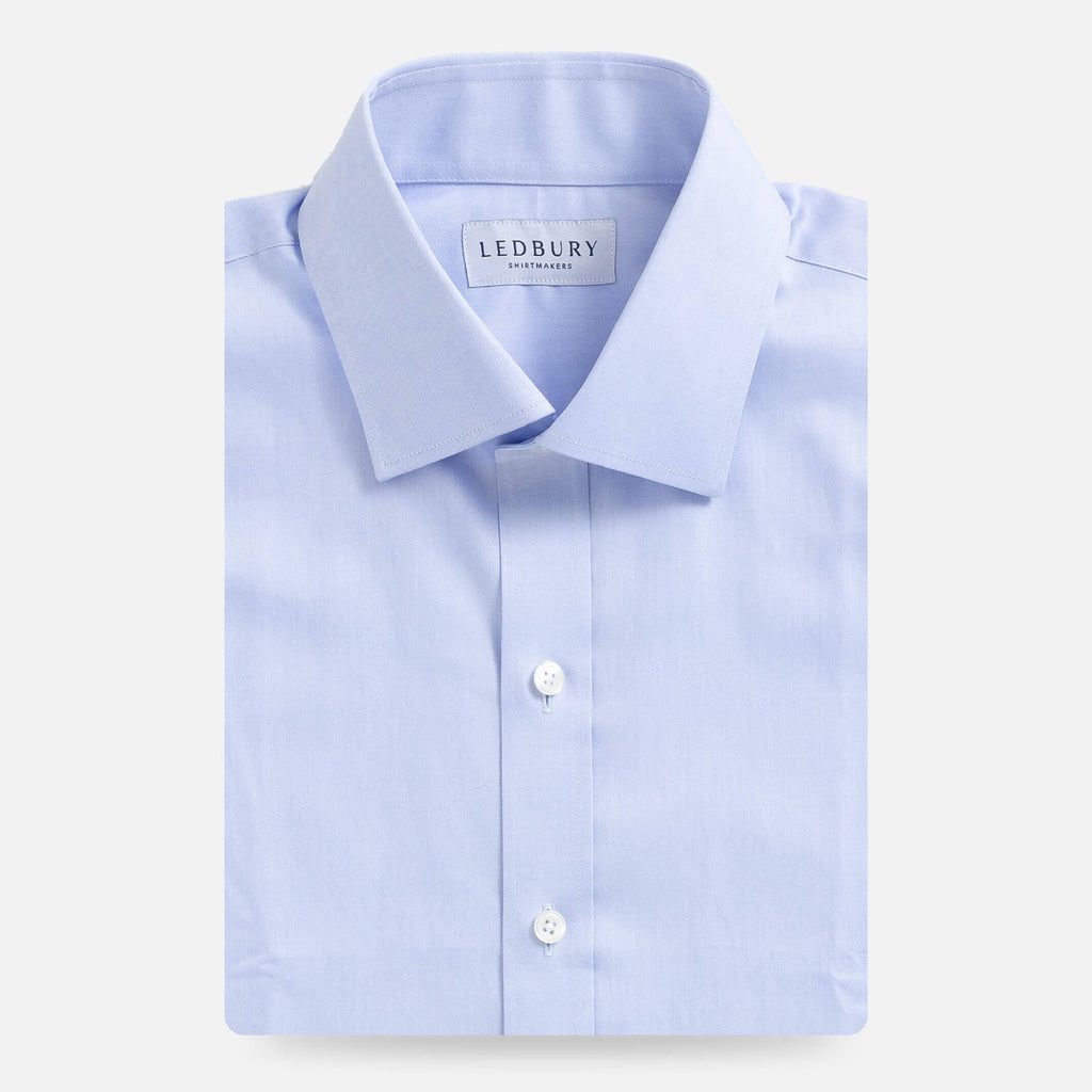Men Easy-iron Twill Business Shirt in Slim with Kent-Collar light blue
