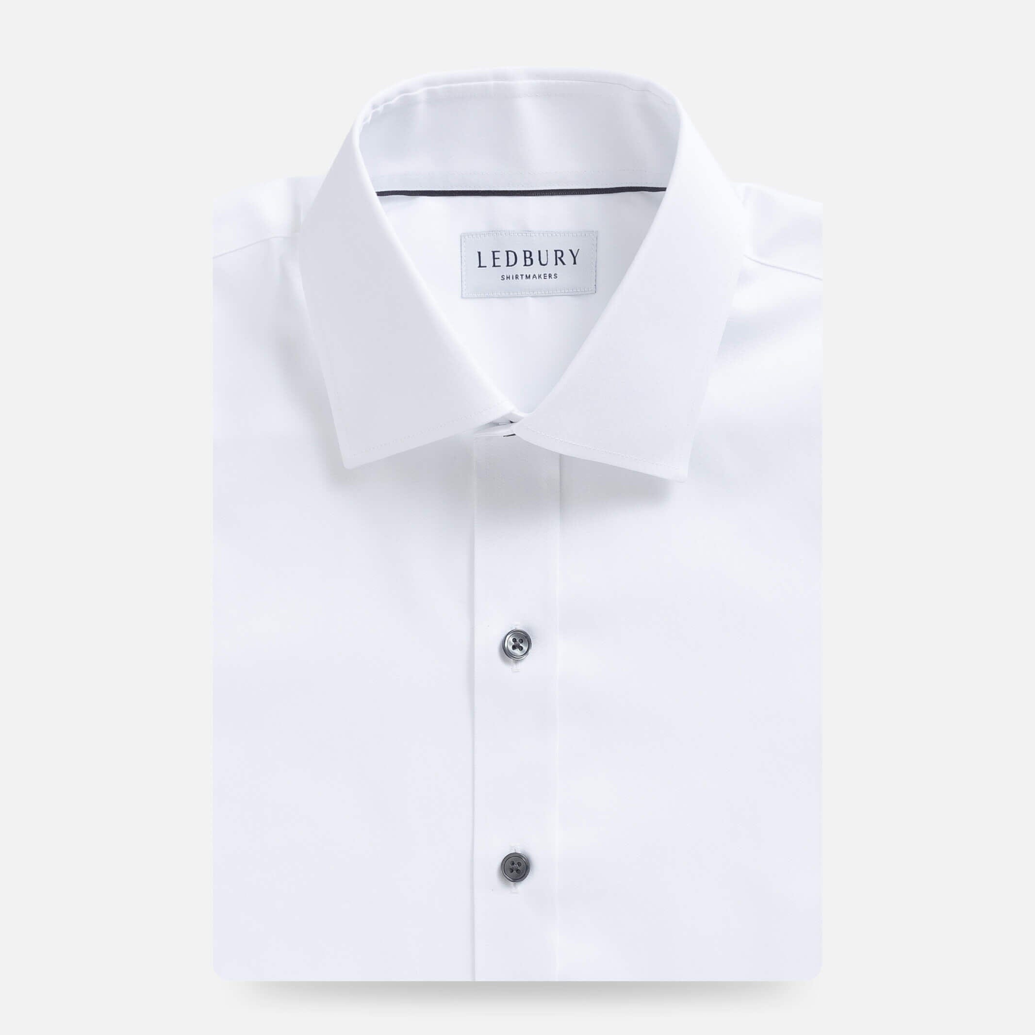 The White Madison Fine Twill with Smoke Buttons Custom Shirt - Ledbury product image