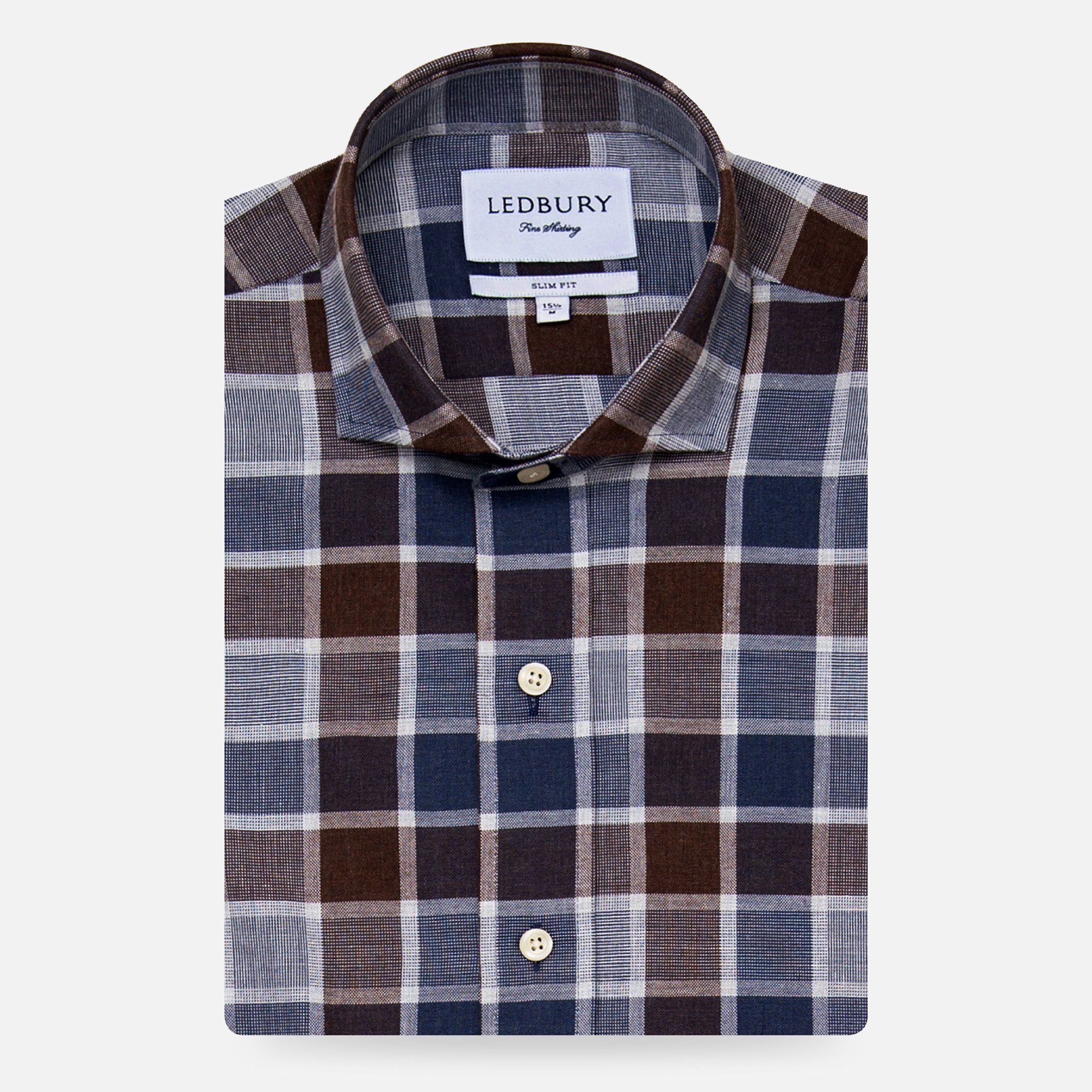 Ledbury Men's Cadet Blue Tennyson Plaid Casual Shirt Cotton