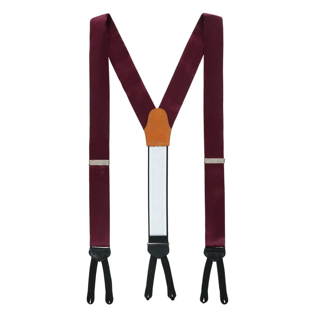 Southbank Burgundy and White Polka Silk Suspenders