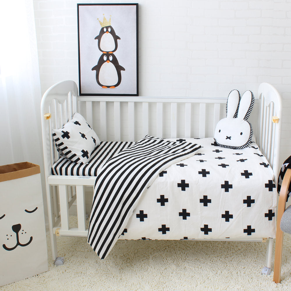 black white crib bedding