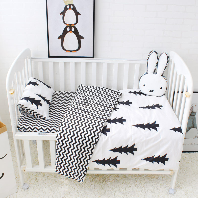 black and white cot bed bedding