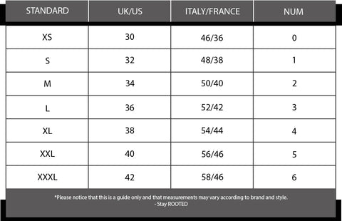 Sizing Chart | ROOTED