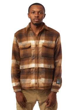 Reese Cooper Brushed Wool Flannel Shirt 'Brown'
