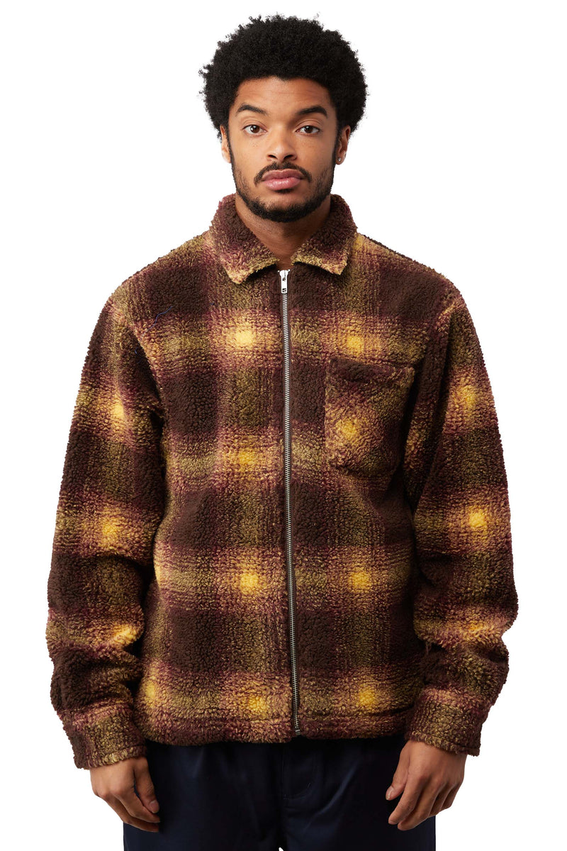 AUS発【STUSSY】Shadow Plaid Sherpaジップジャケット (STUSSY