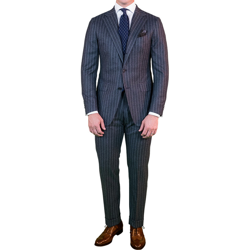 Dark Grey Flannel Chalk Stripe Suit - Beckett & Robb