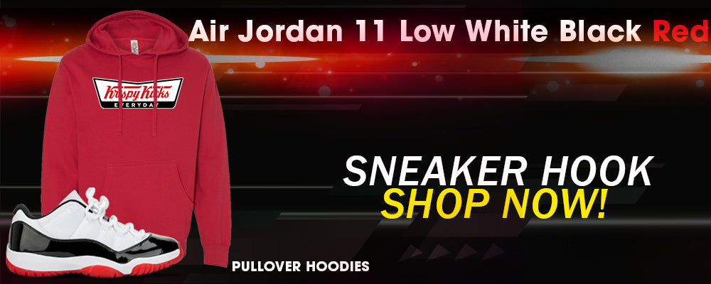  Jordan 11 Low White Black Red Pullover Hoodies to match Sneakers | Hoodies to match Air Jordan 11 Low White Black Red Shoes