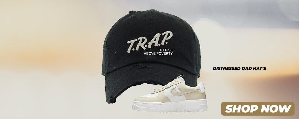 Pixel Cream White Force 1s Distressed Dad Hats to match Sneakers | Hats to match Pixel Cream White Force 1s Shoes