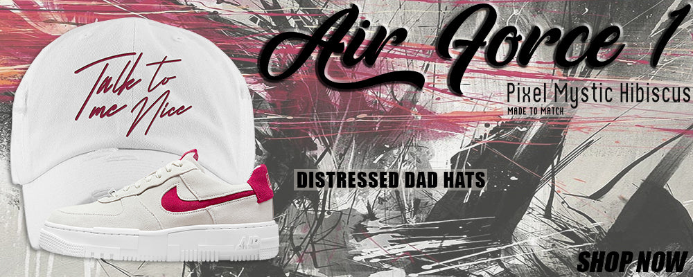 Mystic Hibiscus Pixel AF1s Distressed Dad Hats to match Sneakers | Hats to match Mystic Hibiscus Pixel AF1s Shoes
